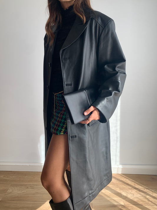 Leather trench coat