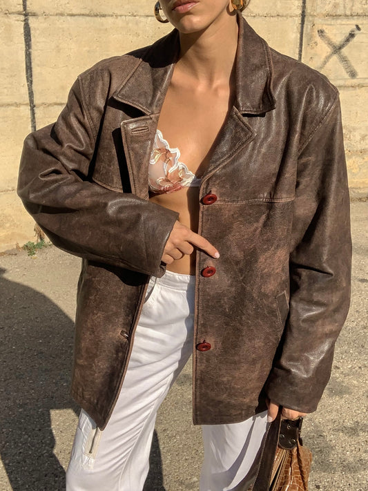 Vintage distressed leather jacket