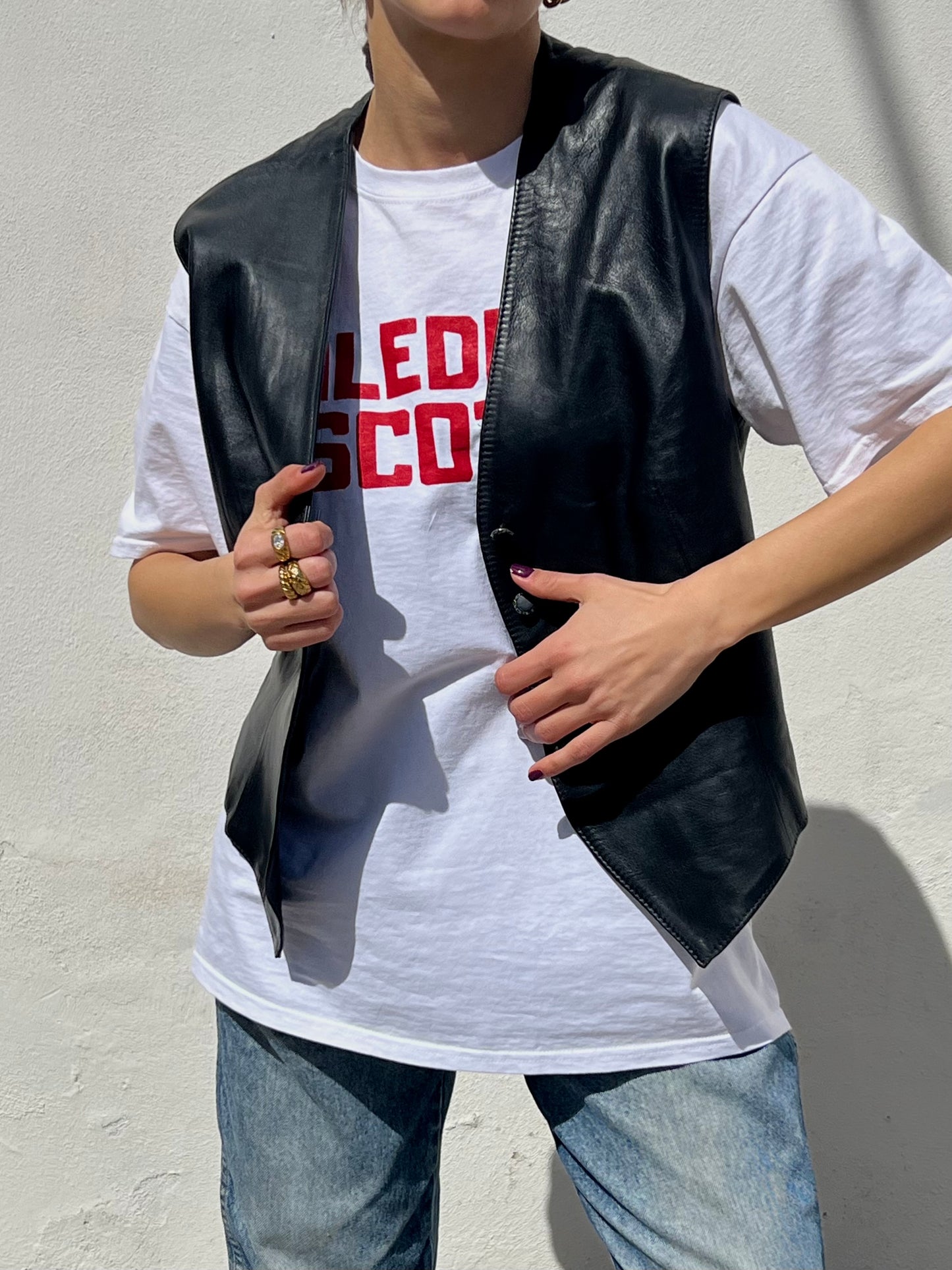 Vintage black leather vest