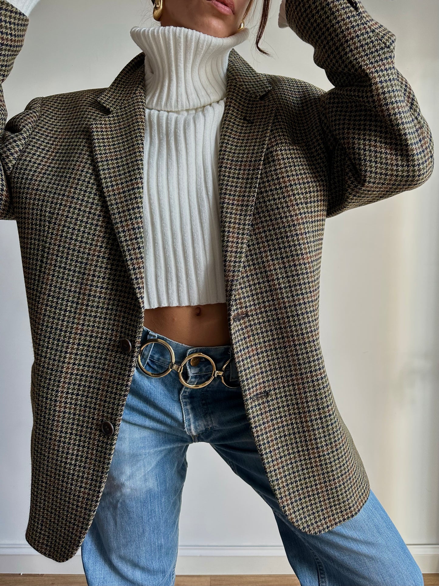 Pied de poule blazer kaki tones