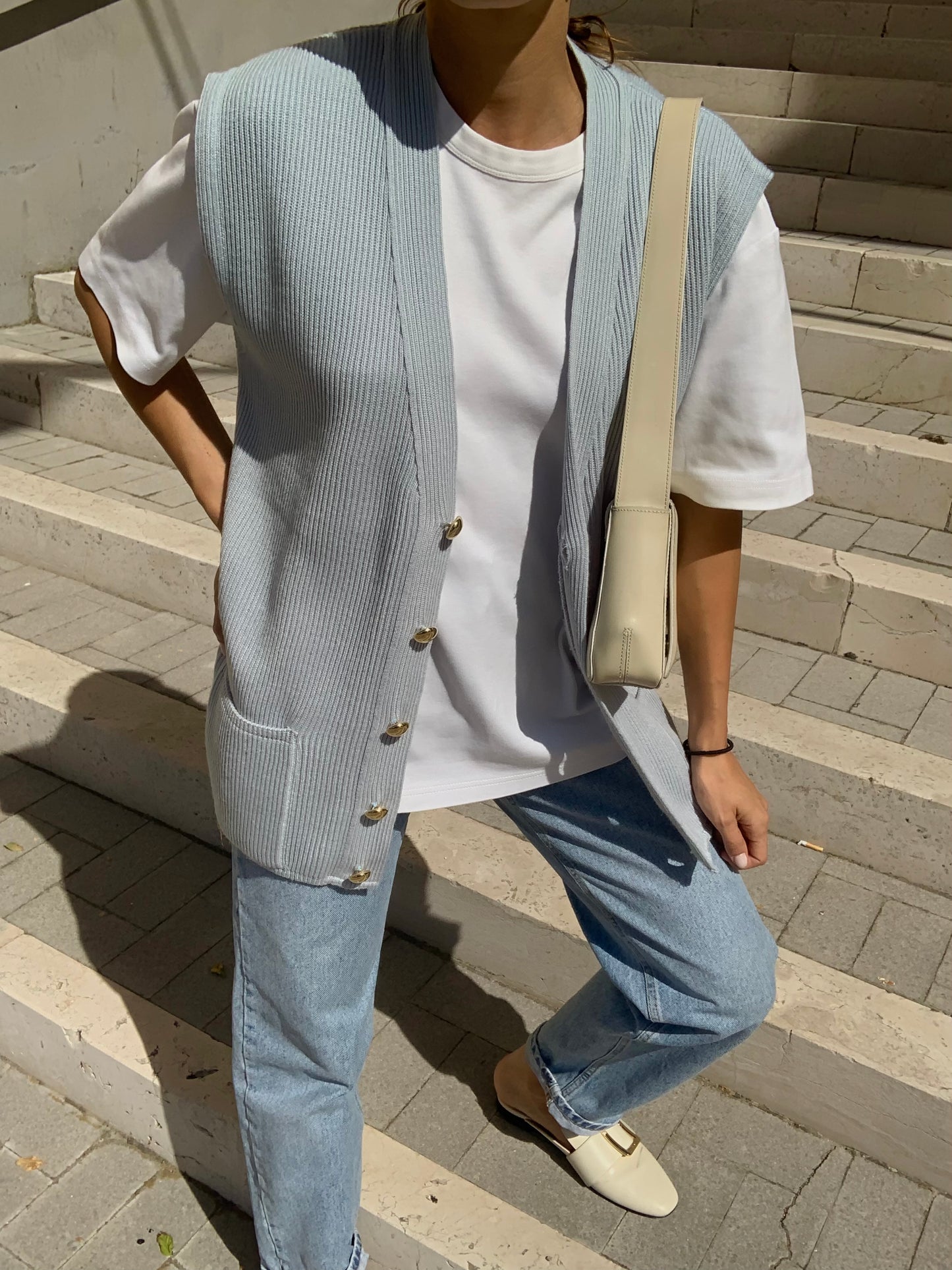 Pale blue vintage vest