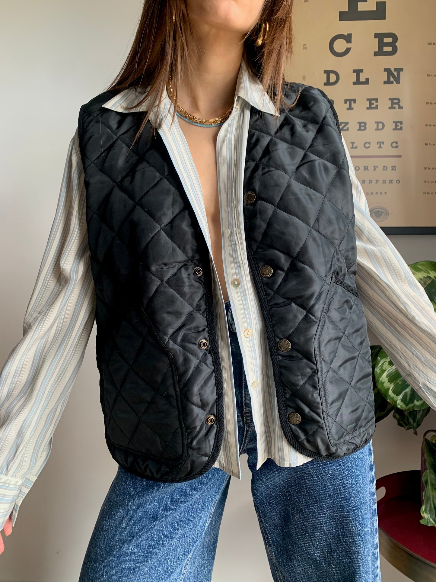 Vintage quilted black vest