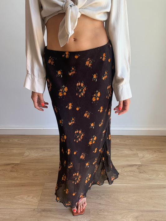 Flower midi skirt
