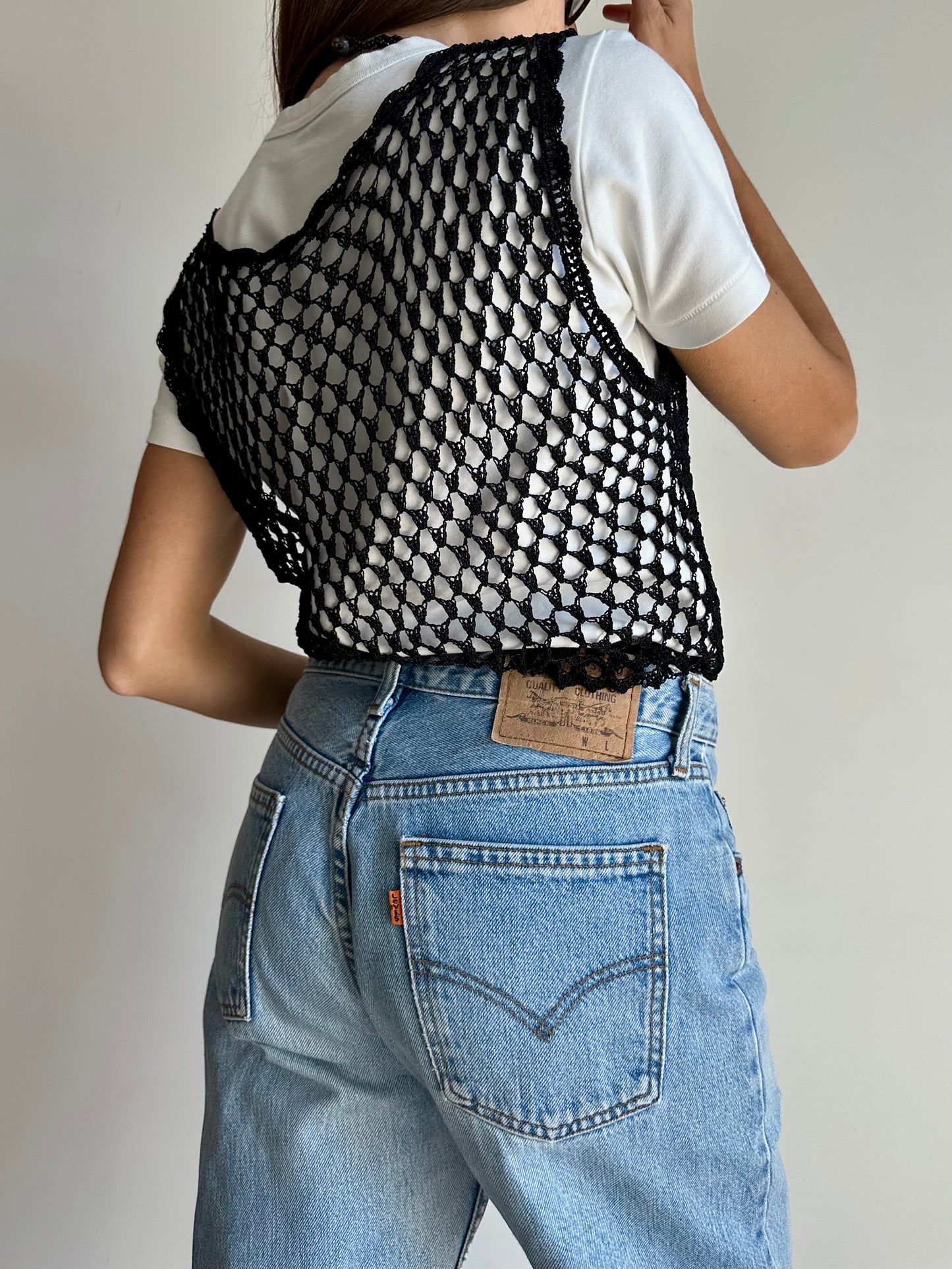 Crochet black vest
