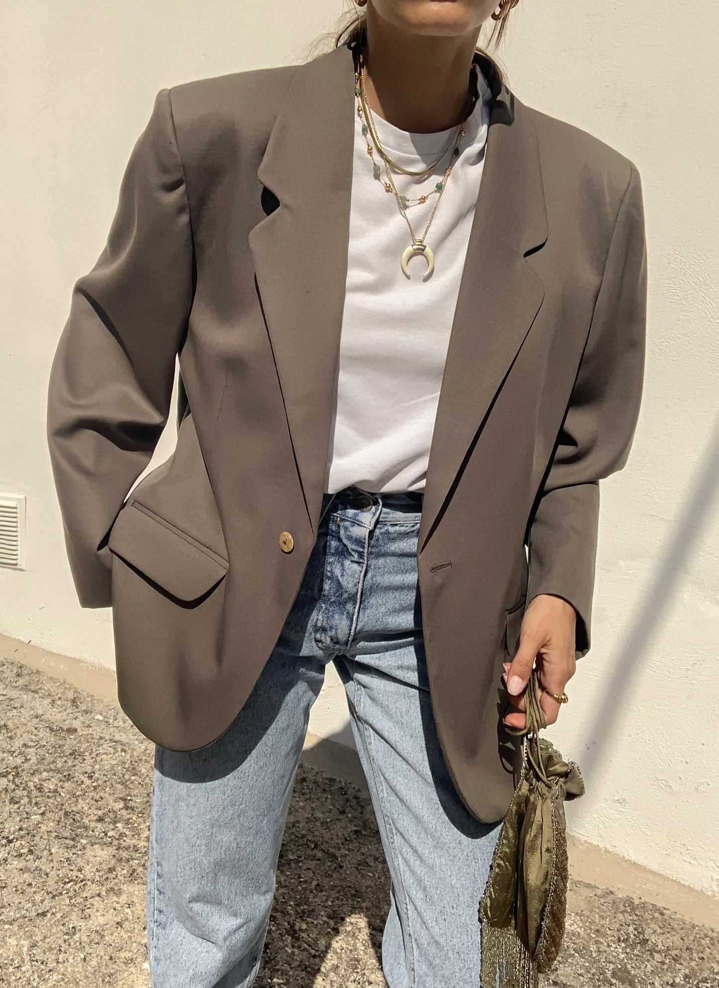 Vintage pure new wool taupe blazer