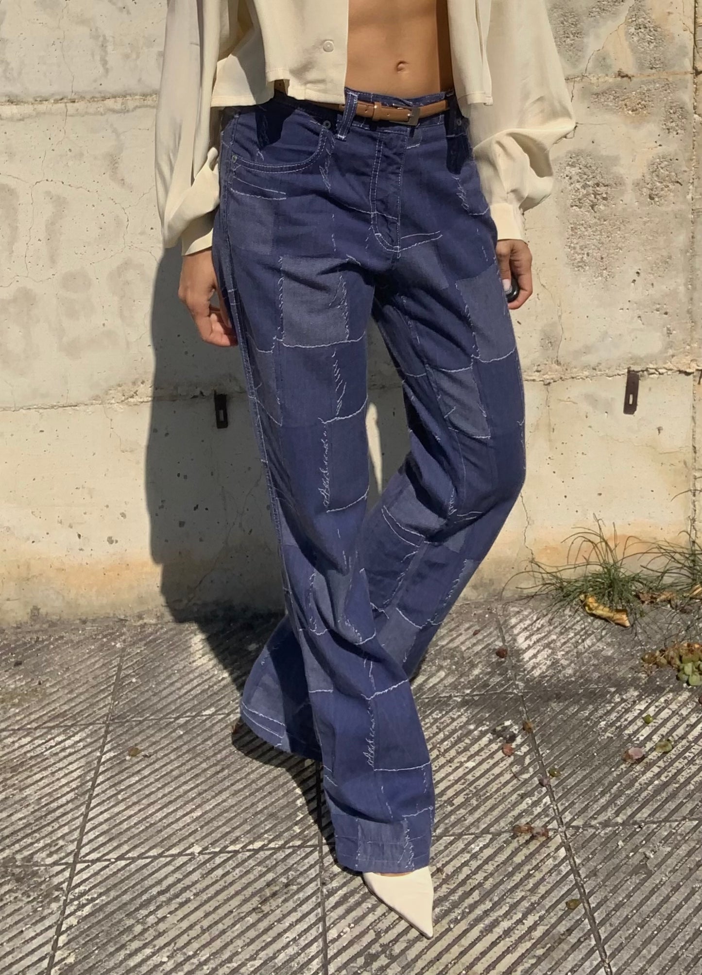 Y2k patchwork denim pants