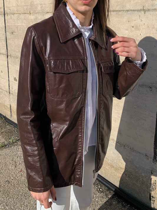 Vintage coffee leather jacket
