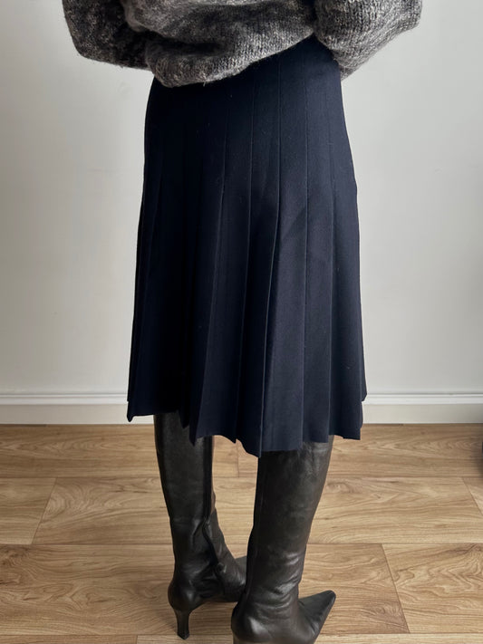 Navy pleated skirt
