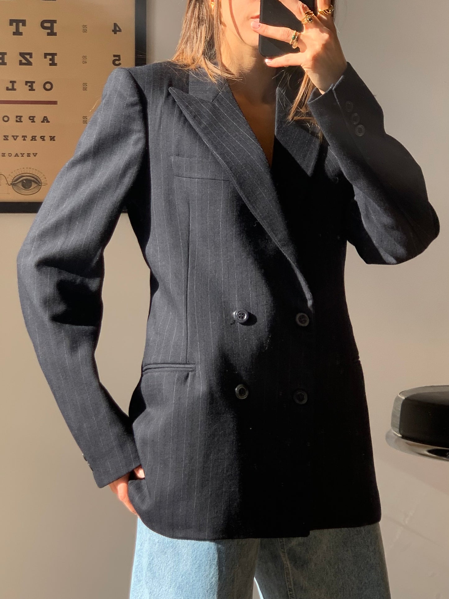 Gessato fitted blazer