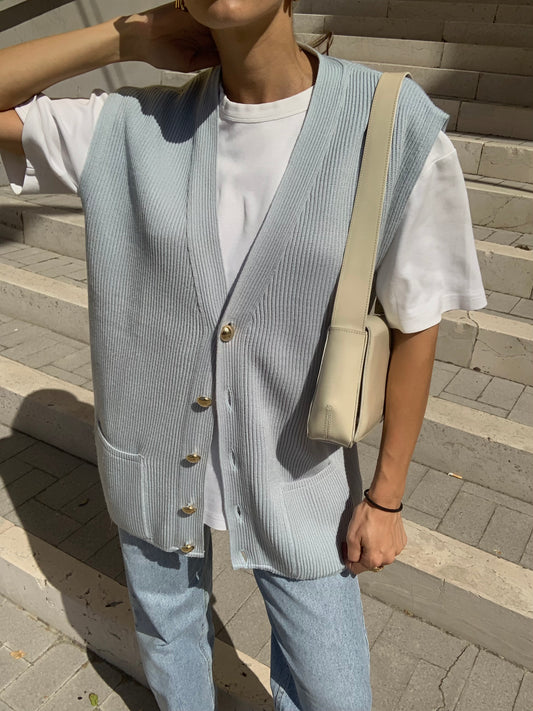 Pale blue vintage vest