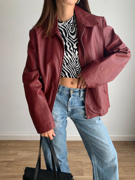 Burgundy leather jacket