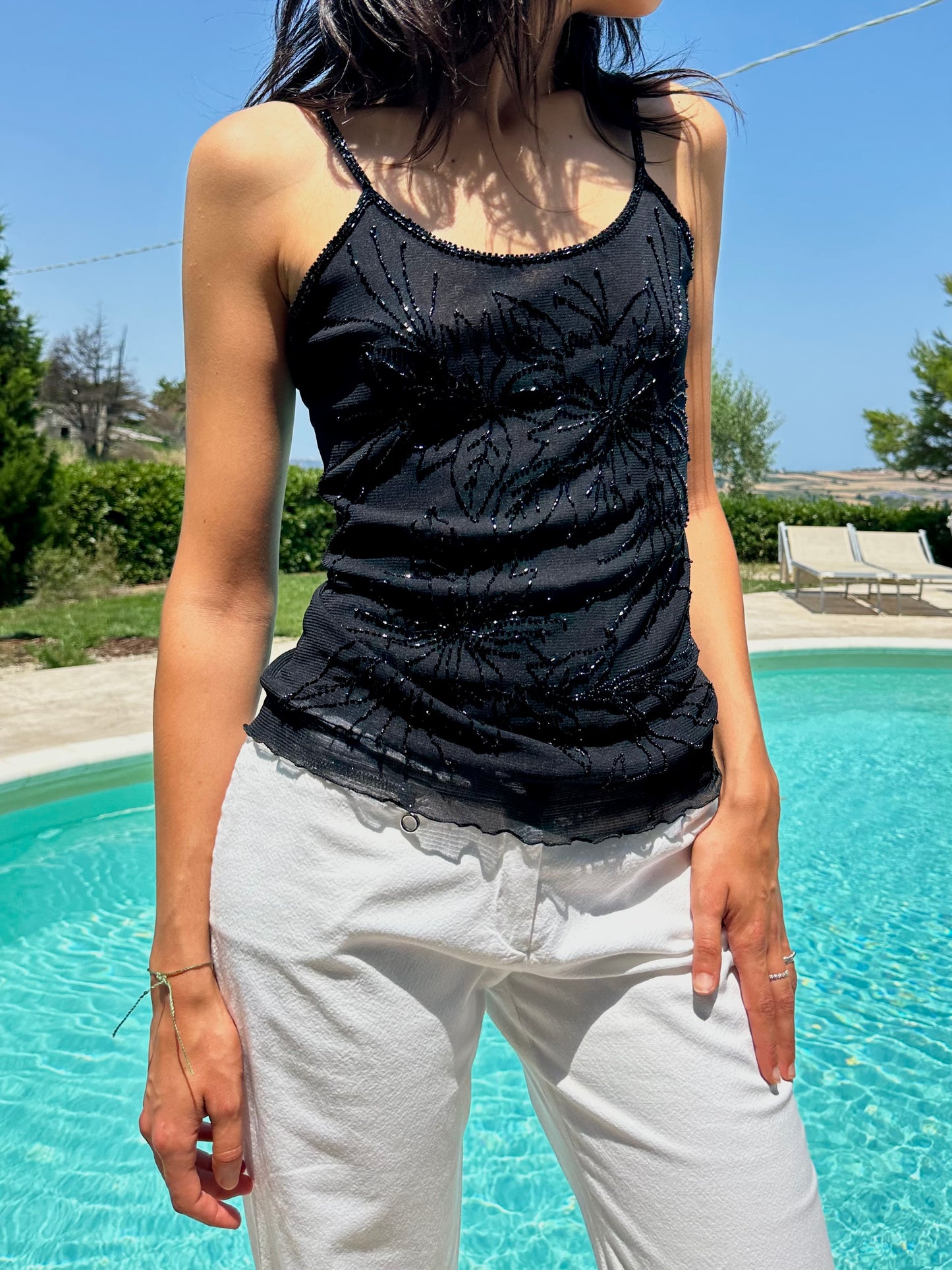 Mesh sequin top