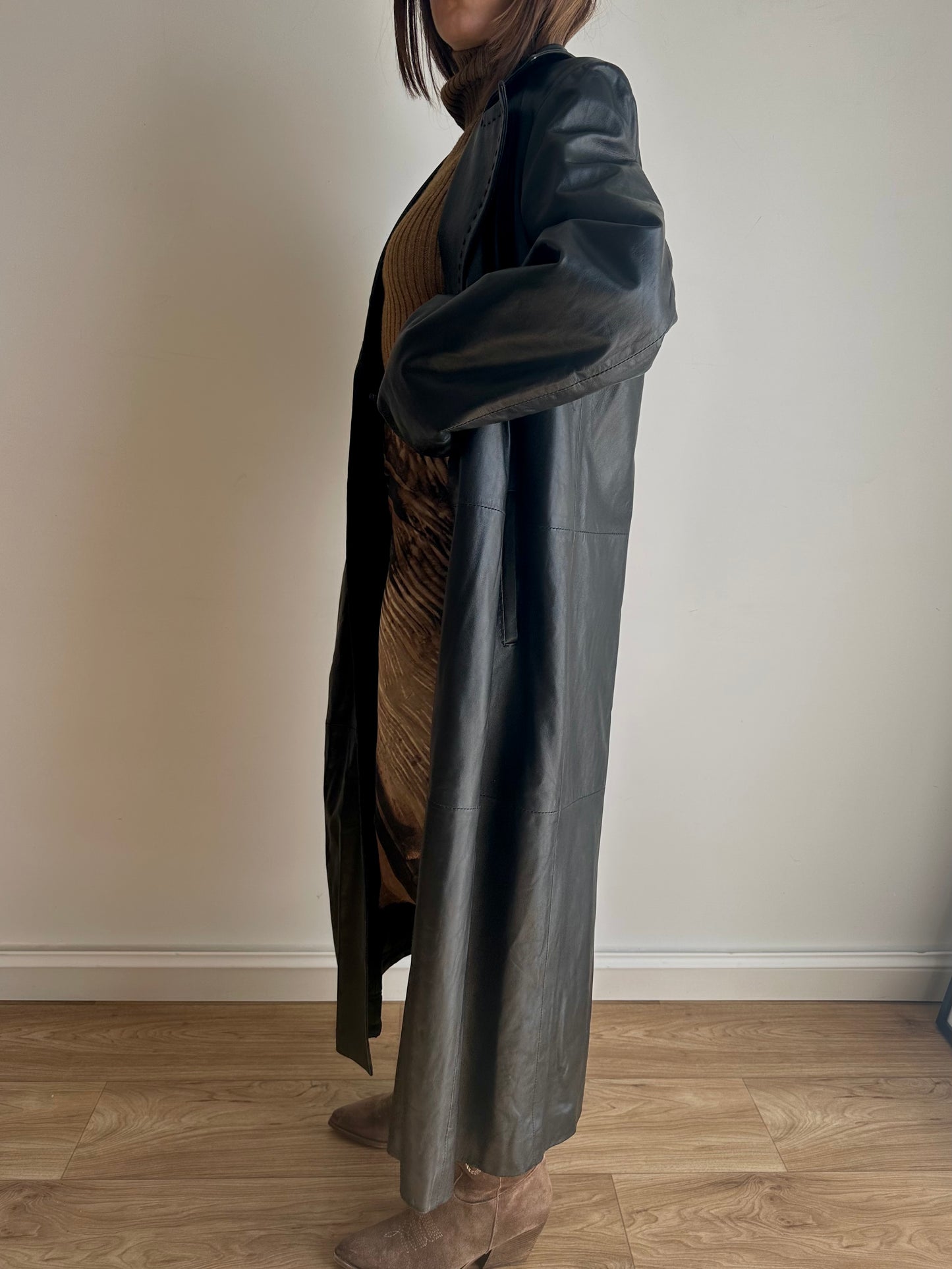 X-long leather coat
