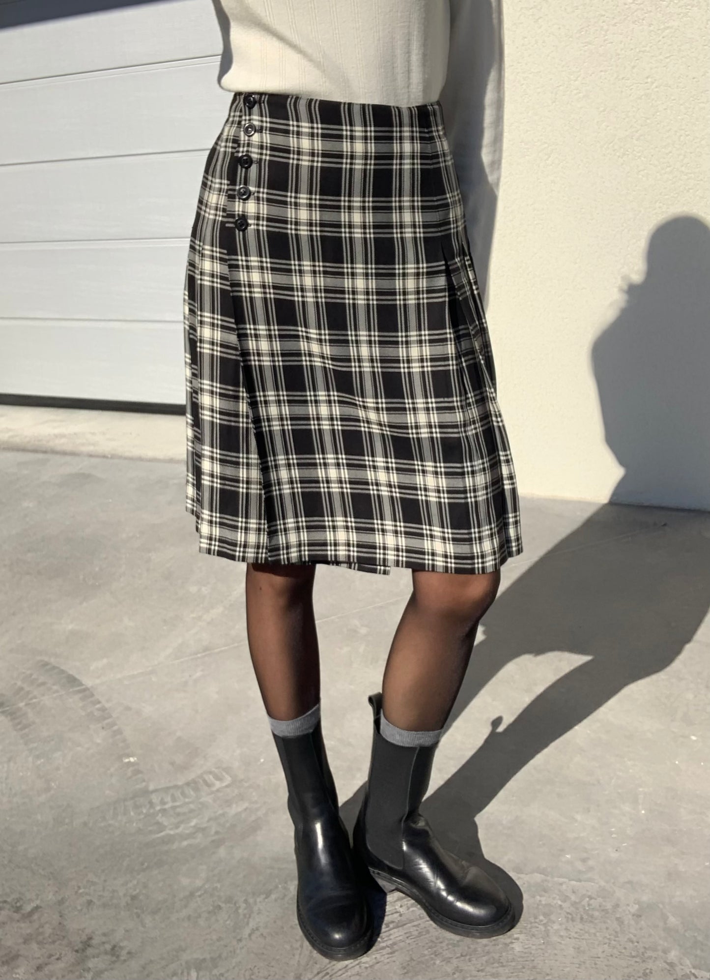 Vintage tweed pleated skirt