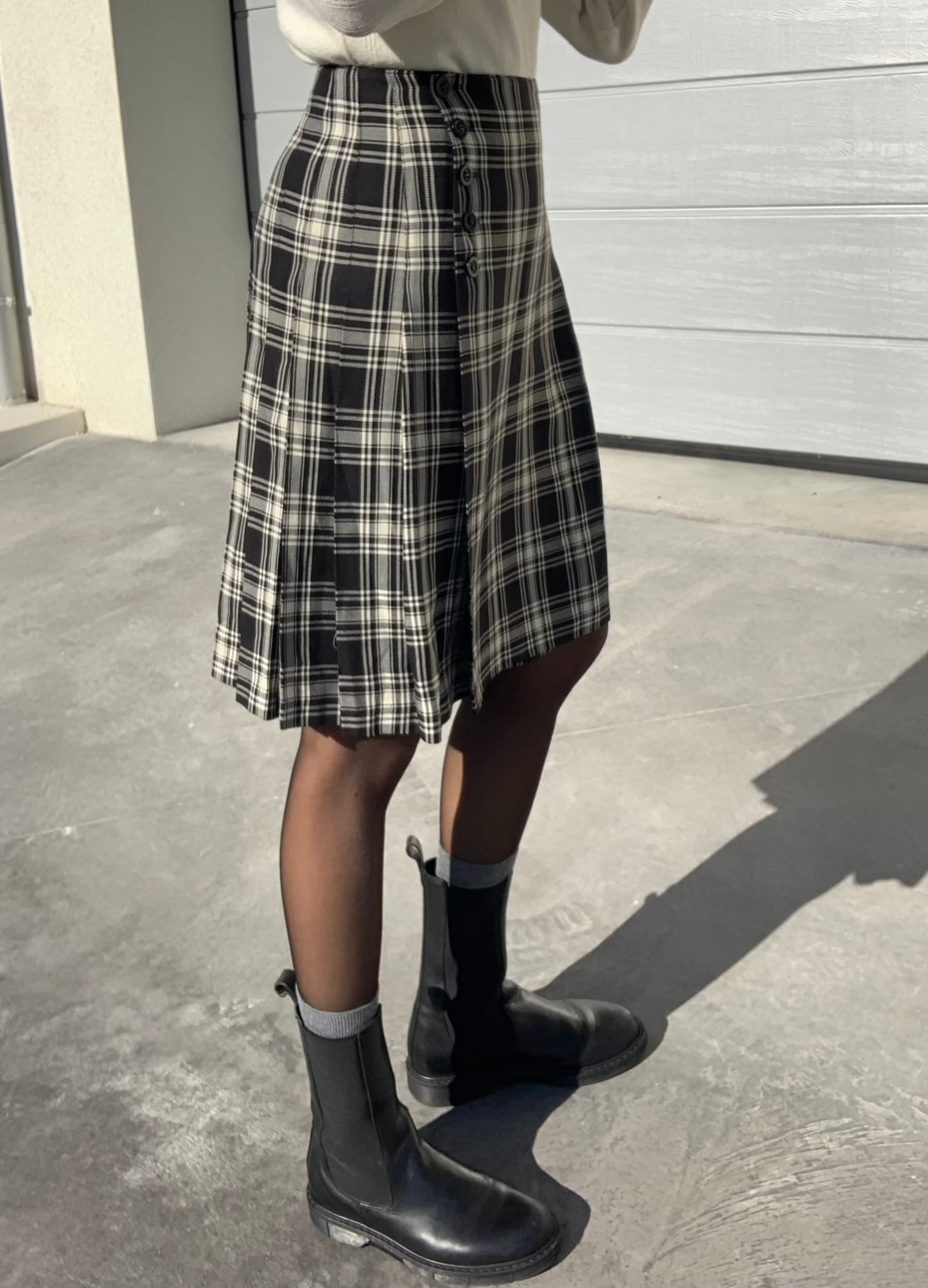Vintage tweed pleated skirt