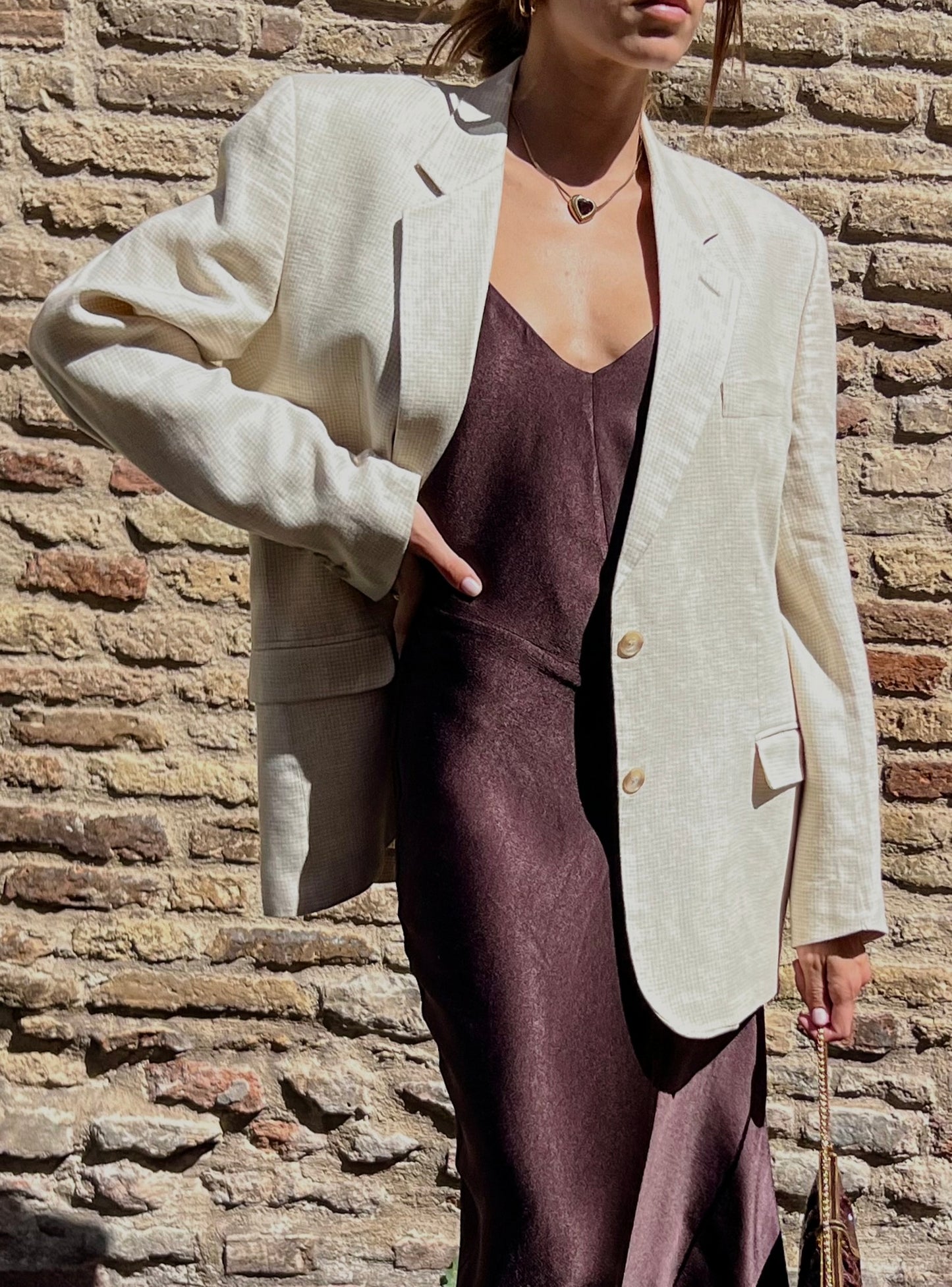 Micro pied de poule cream blazer