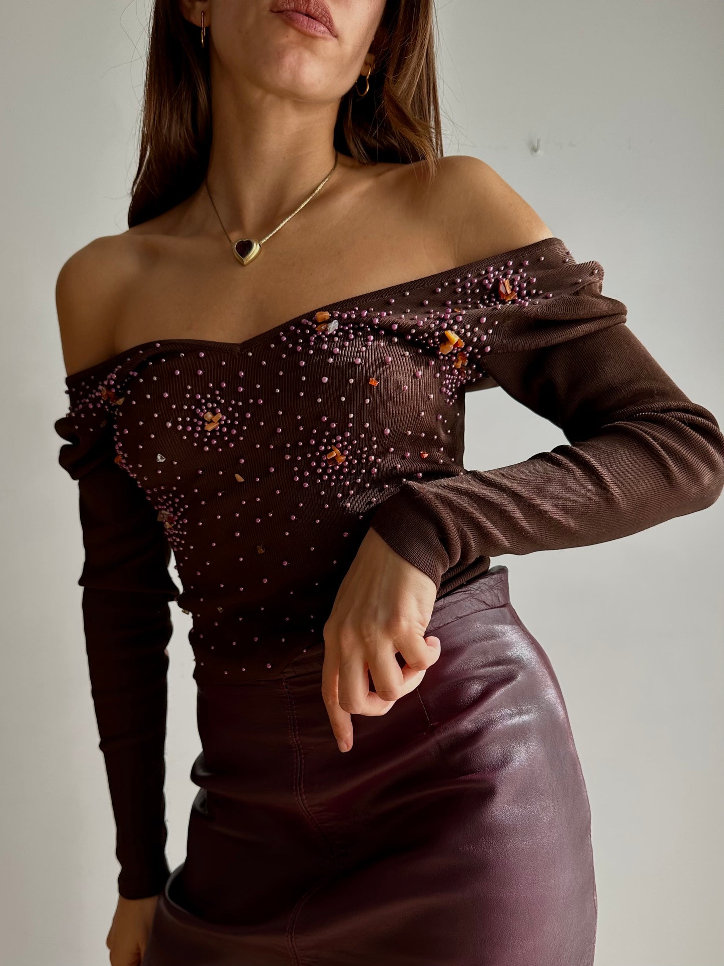 V-neck sequin top