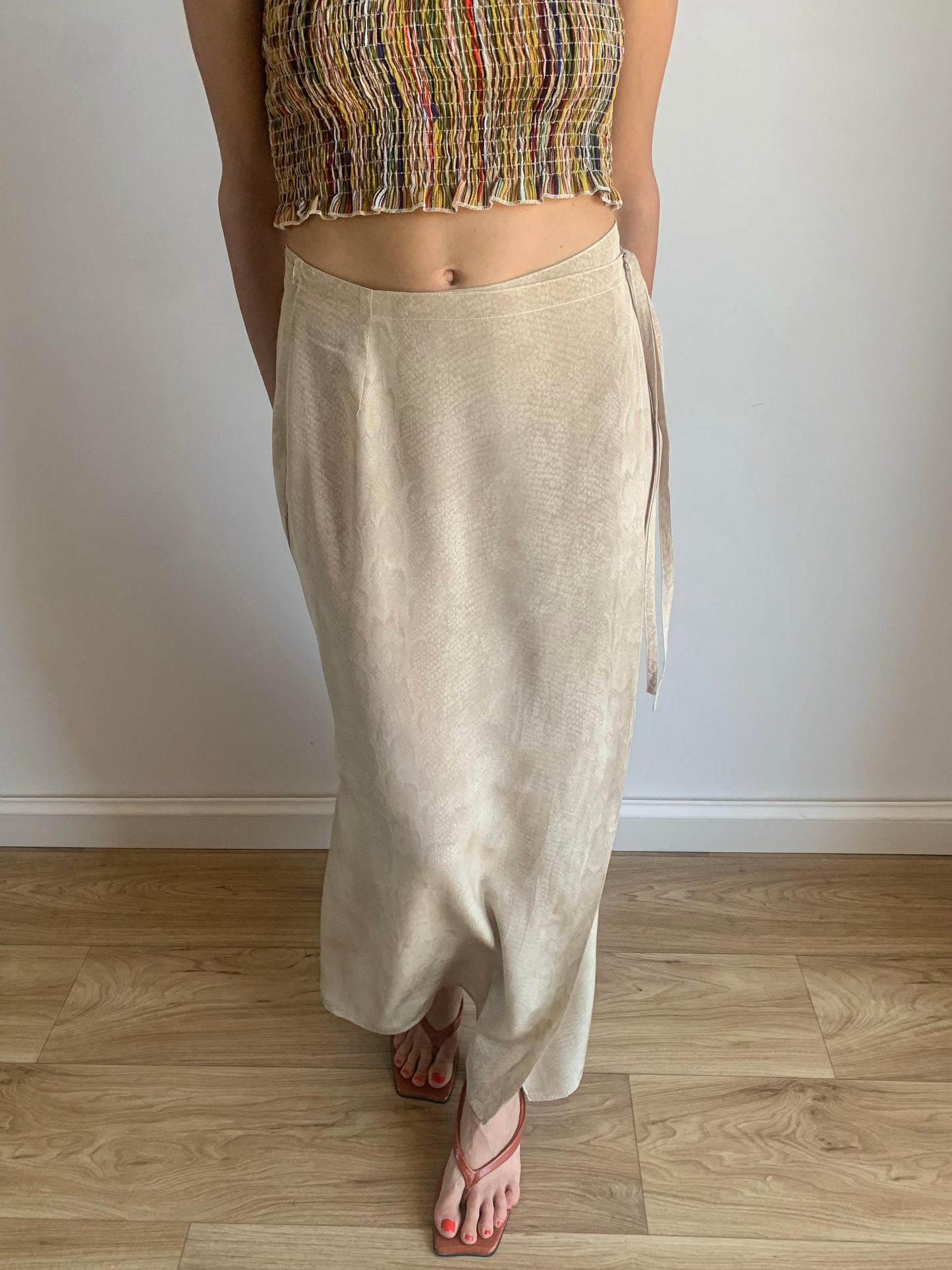 Snake print pure silk skirt