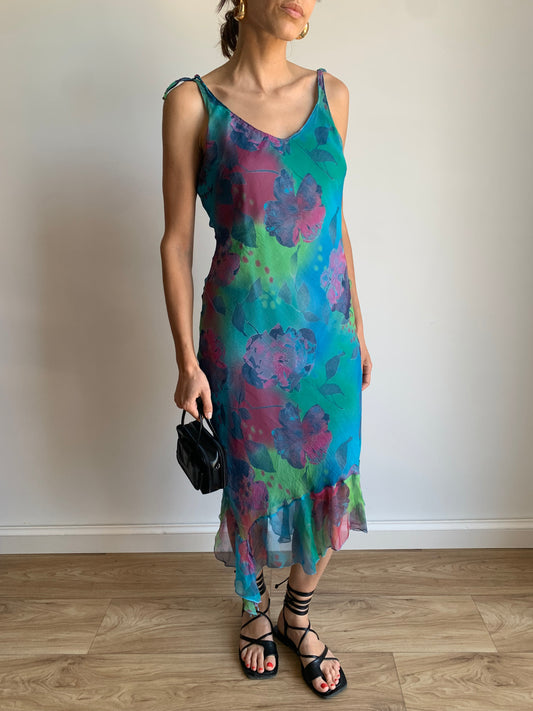 Pure silk multicolor dress