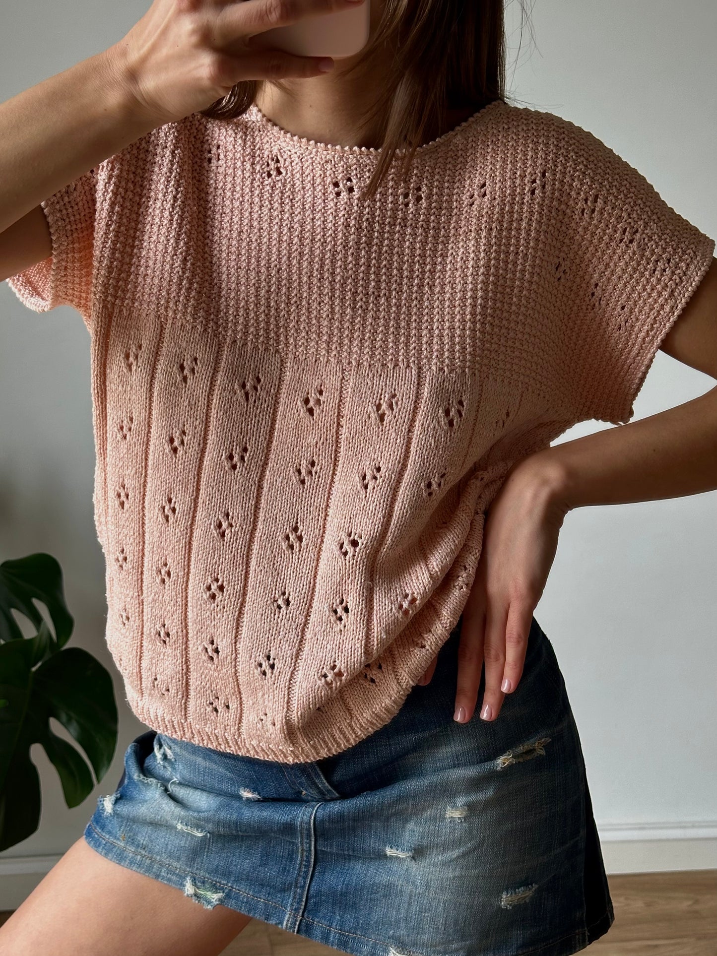 Crochet pink t-shirt