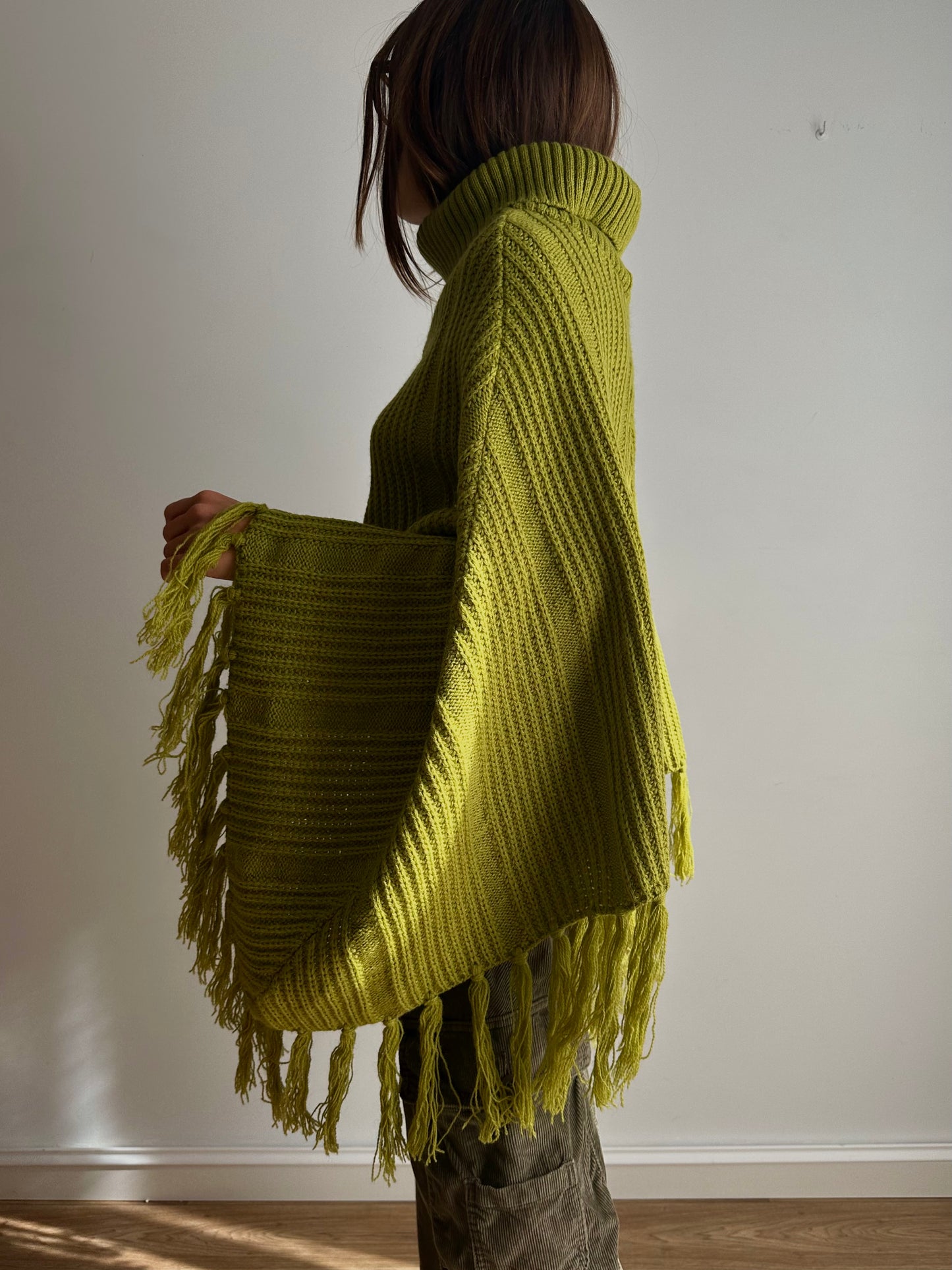 Olive wool cape