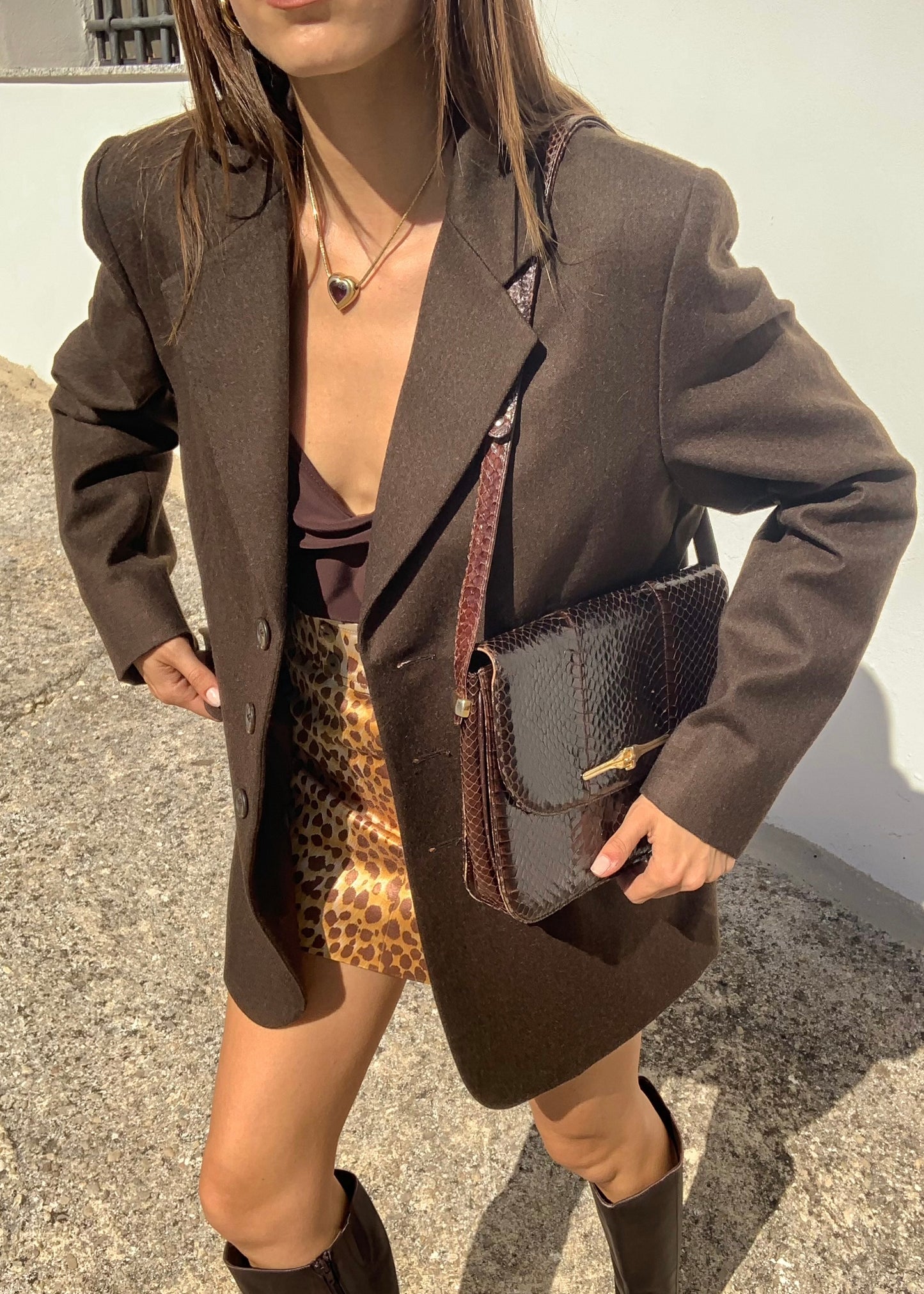 Vintage pure new wool choco blazer