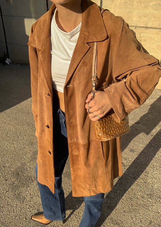 Vintage cognac suede coat