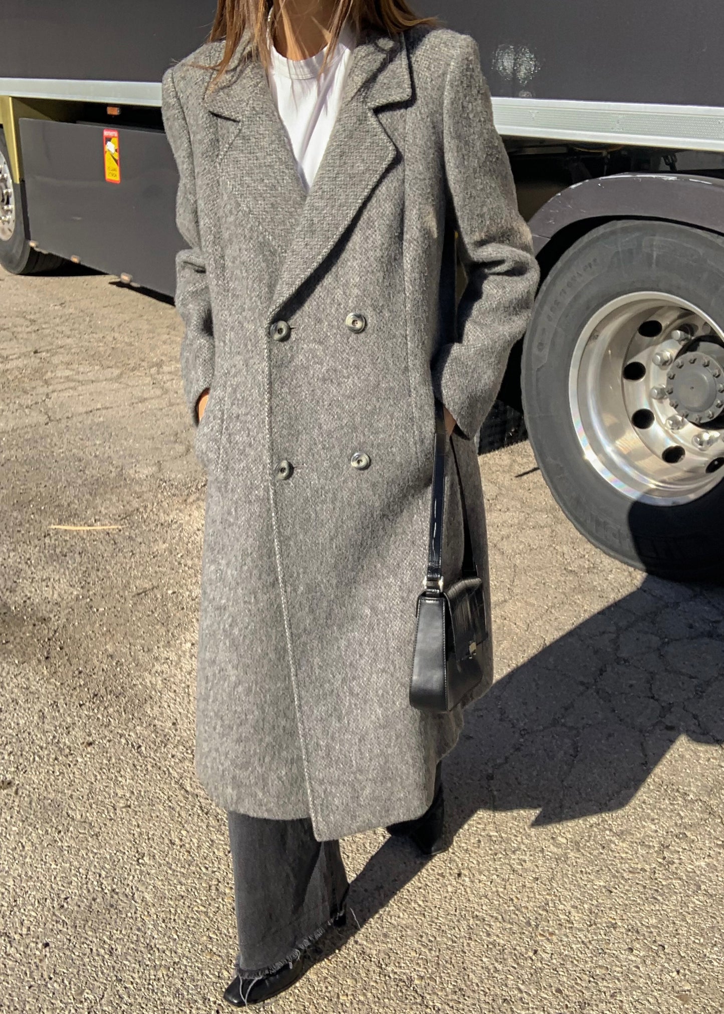 Vintage herringbone grey coat