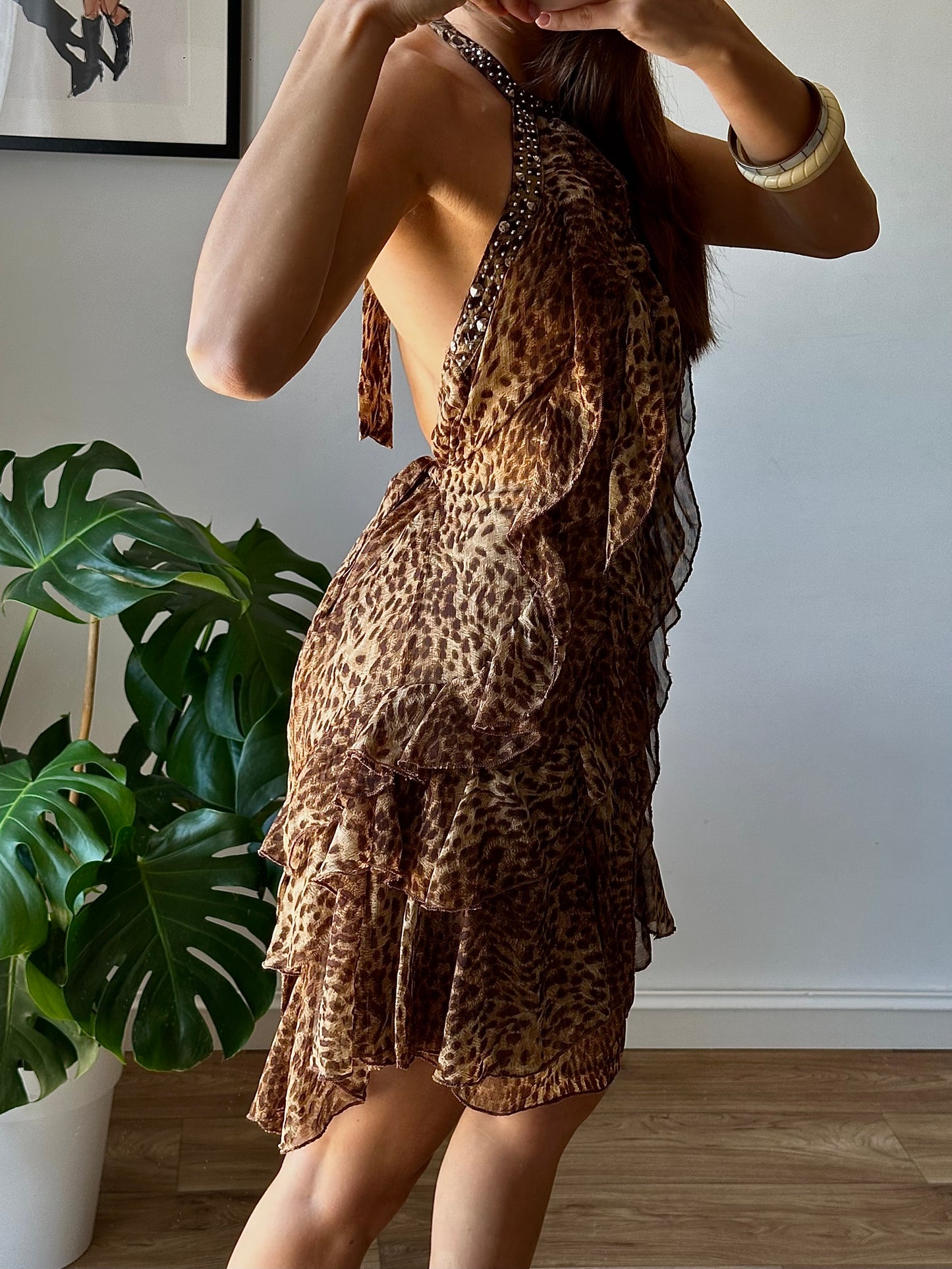Leopard ruffled dress
