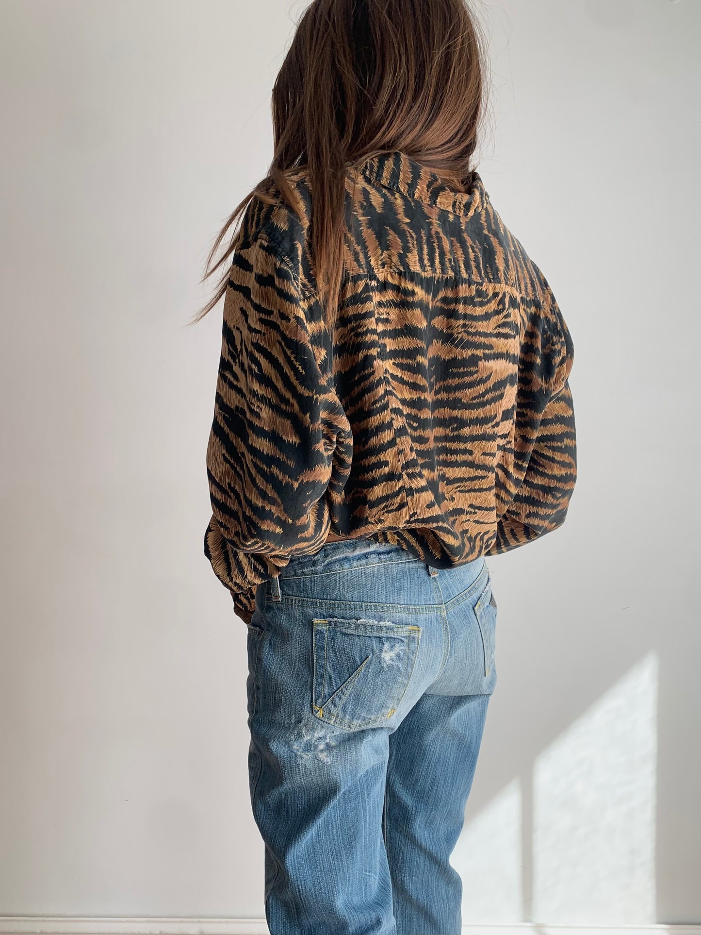 Pure silk tiger shirt