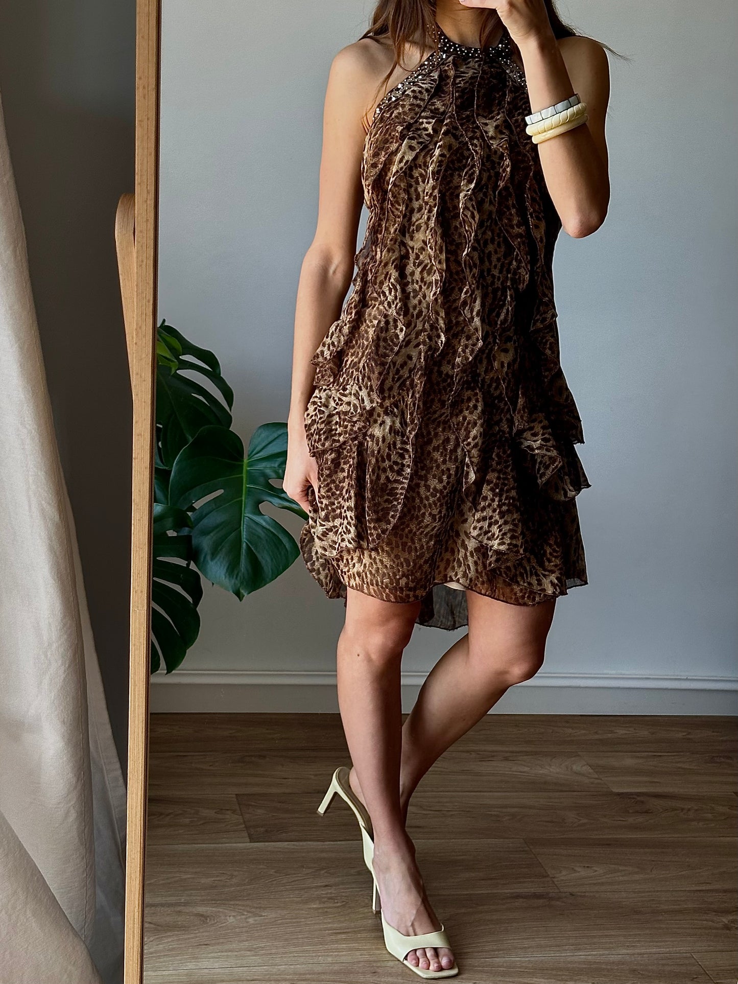Leopard ruffled dress
