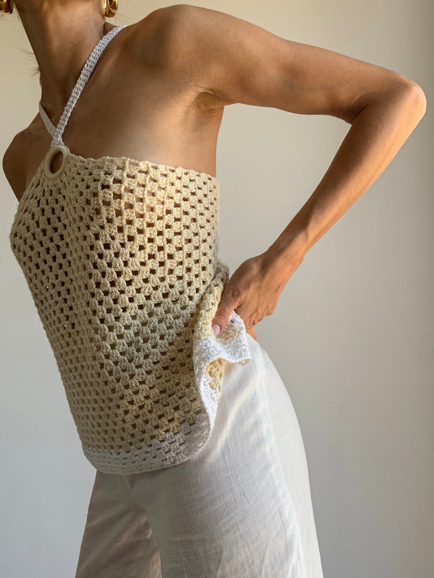 Crochet cream top