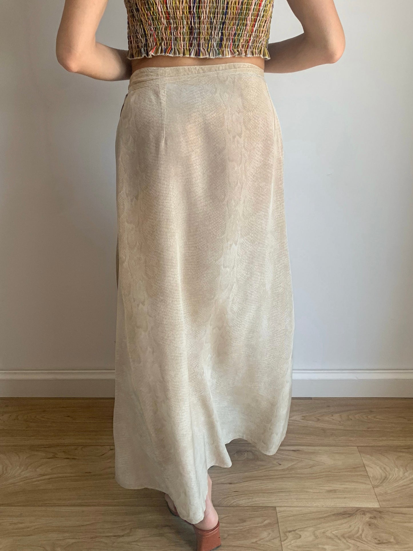 Snake print pure silk skirt
