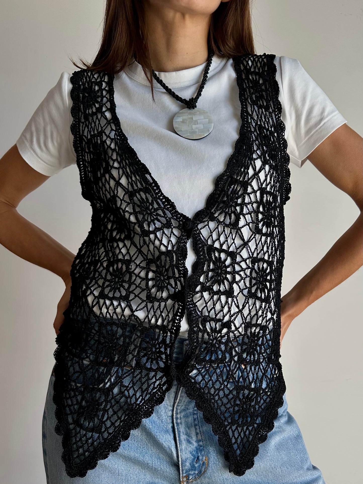 Crochet black vest