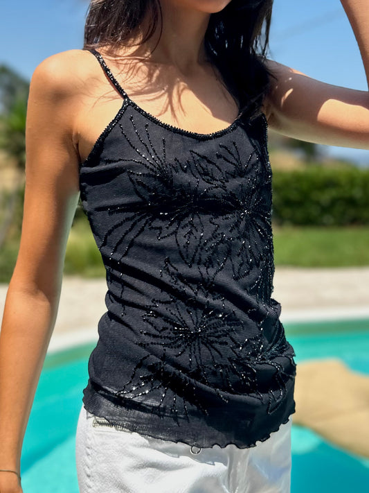 Mesh sequin top