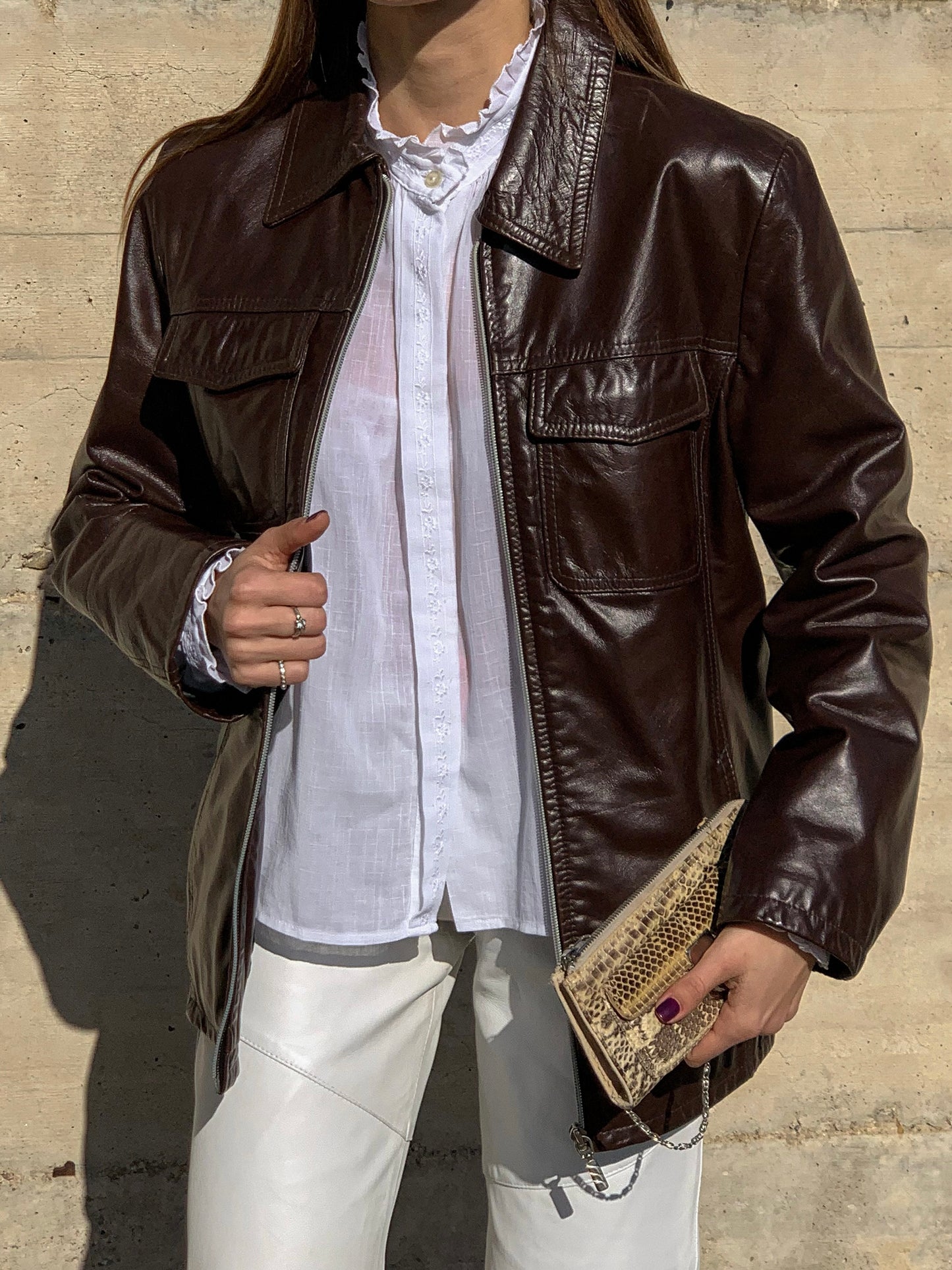 Vintage coffee leather jacket
