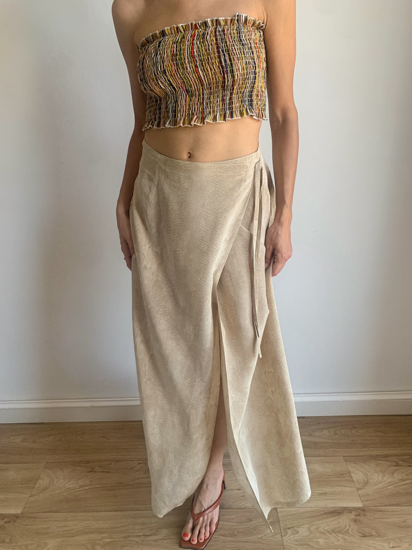Snake print pure silk skirt