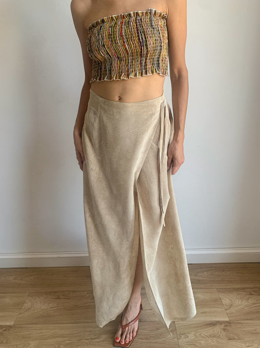 Snake print pure silk skirt