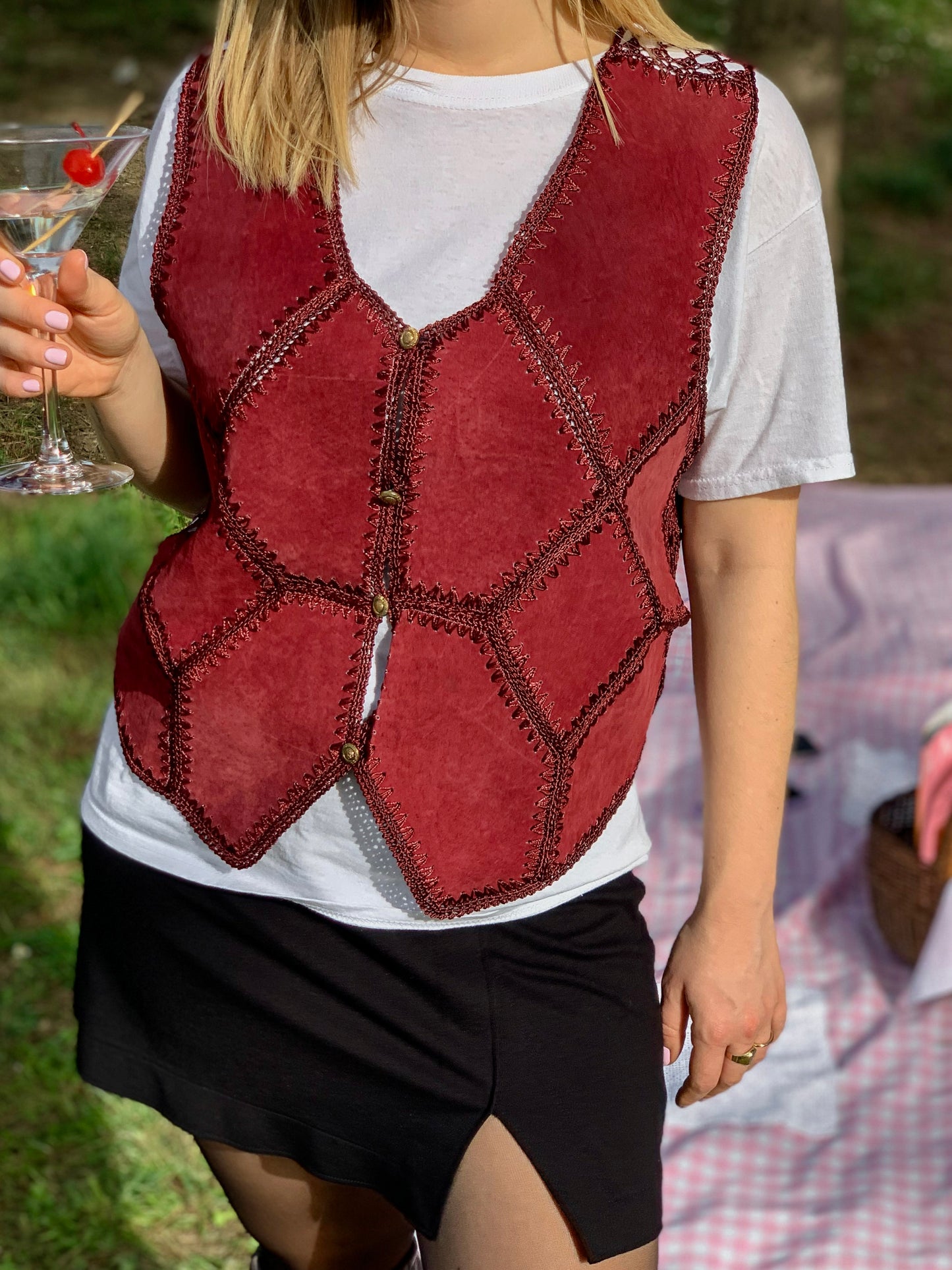Vintage burgundy suede vest