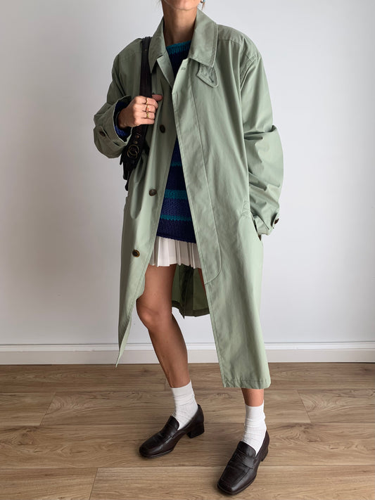 Mint green trench coat