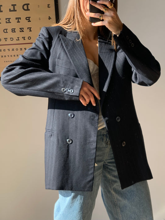 Gessato fitted blazer