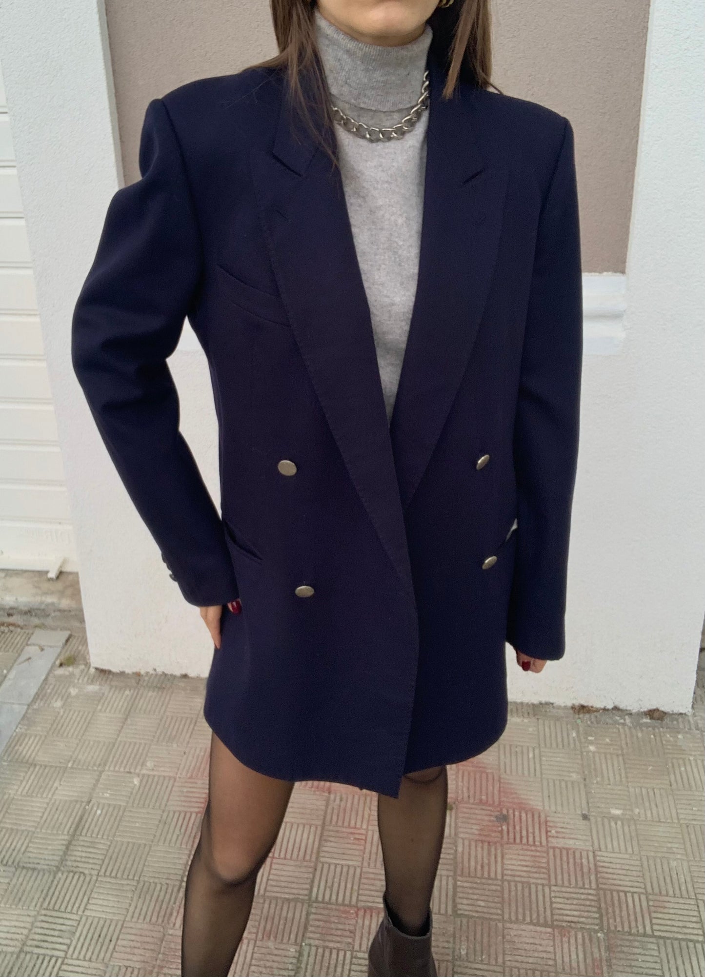 Vintage double-breasted navy blazer