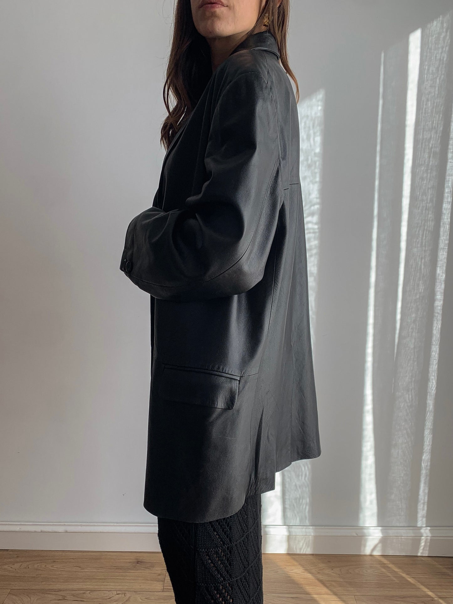 Oversized leather blazer