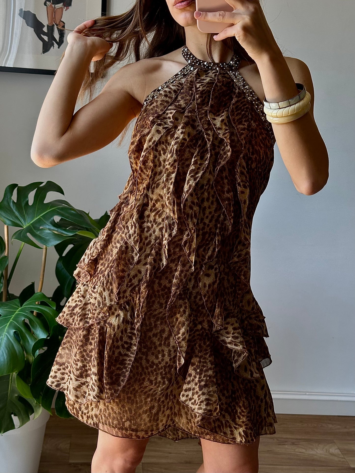 Leopard ruffled dress