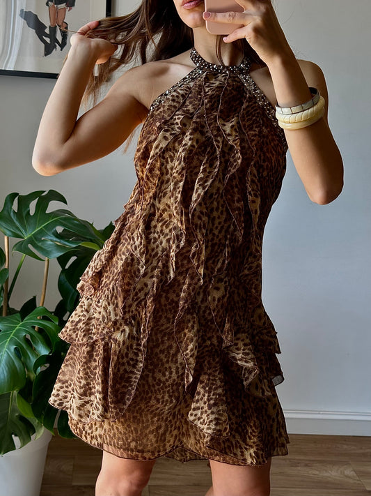 Leopard ruffled dress