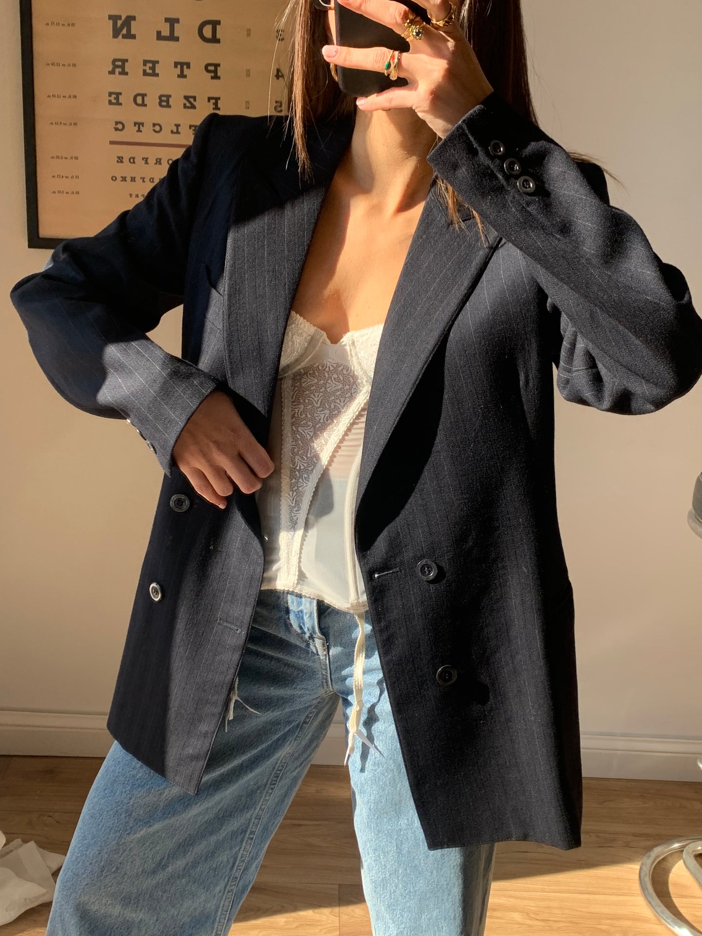 Gessato fitted blazer