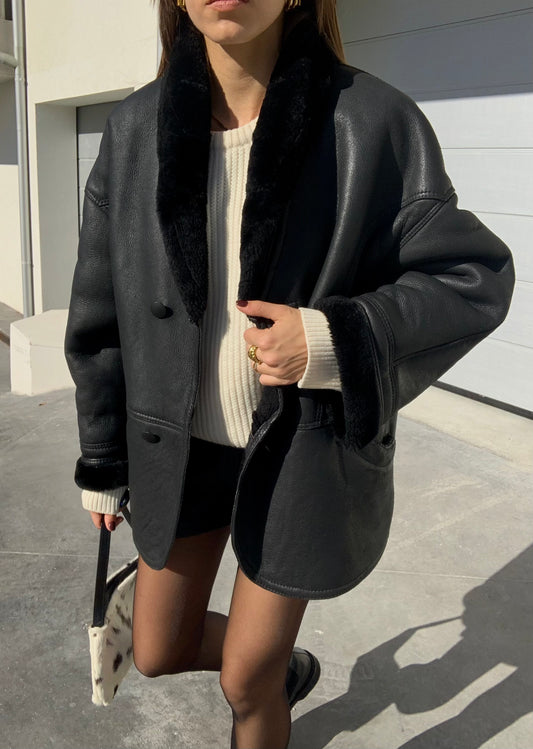 Vintage black Shearling coat
