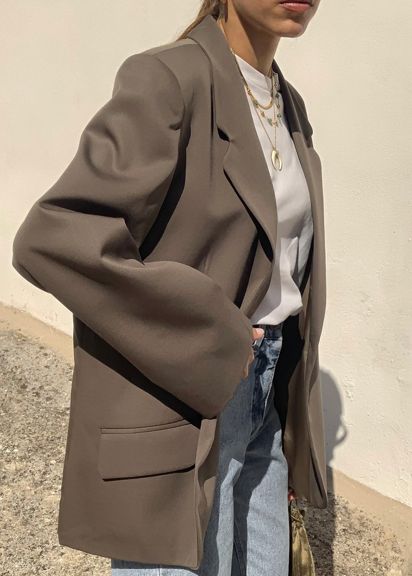 Vintage pure new wool taupe blazer