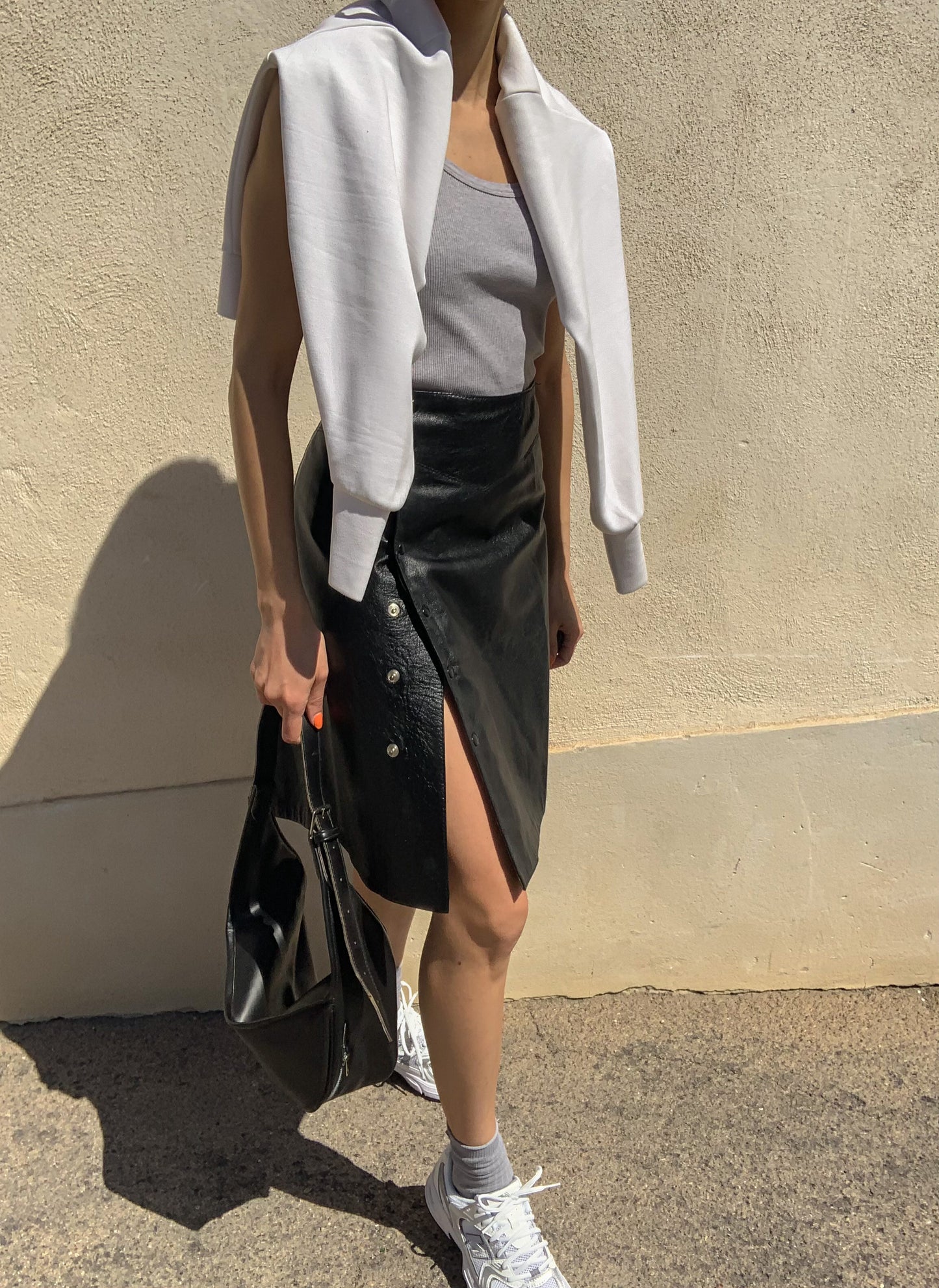 Vintage leather wrap skirt