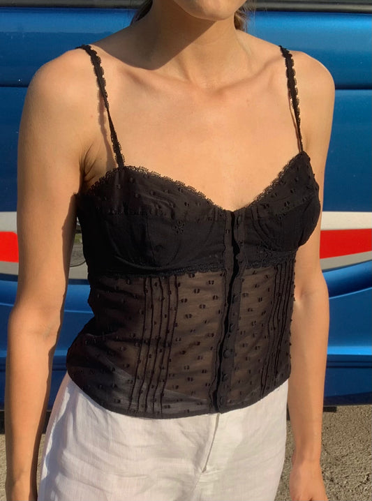 See-through lace corset